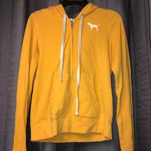 PINK yellow zip up hoodie